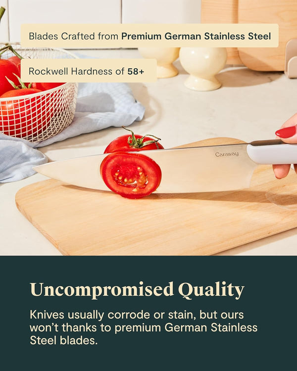 Caraway 14-Piece Kitchen Prep Tool Set with Knives & Utensils | Knife Set & Wooden Utensil Set, Made with Premium German Steel Blades & Fsc-Certified Birch Wood, Non-Toxic Materials, Grey5