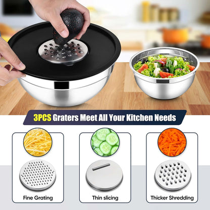 Stainless Steel Mixing Bowls with Lids Set, 5-Piece, Black5