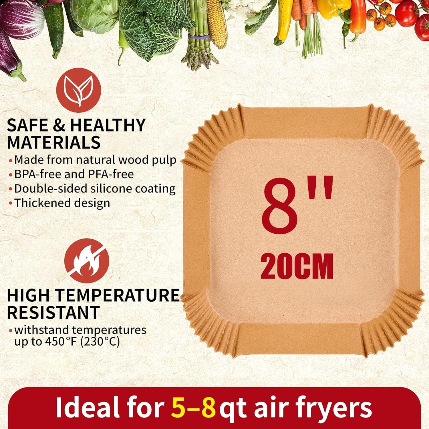40gsm-air-fryer-paper-liners-125pcs-8-inch-disposable-parchment-paper-for-5-8-qt-basket-air-fryer-non-stick-oil-proof-heat-resistant-food-grade-for-cooking-roasting-frying-square-8