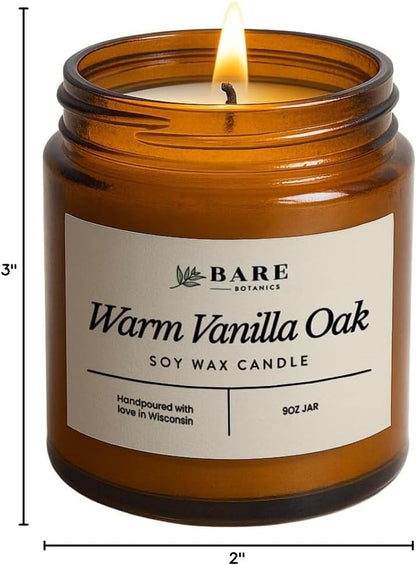 9Oz Non Toxic Soy Candle Warm Vanilla Oak - 40+ Hour Burn10