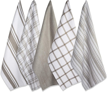 Assorted Woven, Kitchen Dishtowel Set, 18X28, Brown, 5 Piece1