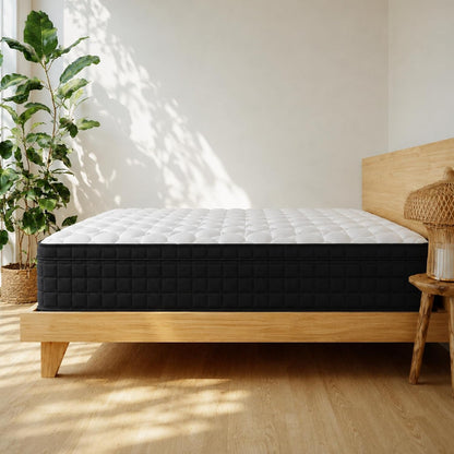 Full Size 12 Inch Hybrid Innerspring Mattress, Individual Pocket Coils Gel Memory Foam, Medium Soft Black & White Cover, Fiberglass Free Certipur-Us Certified Compressed Bed in a Box, 54" X 75"2