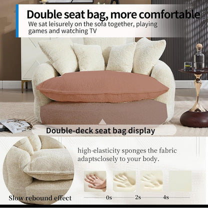 Oversized Chenille round Sofa, Fluffy Reading Chair for Living Room9