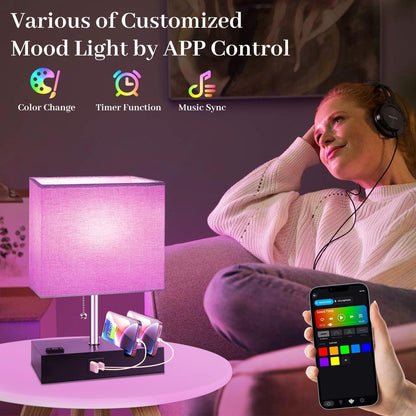 Smart RGB Dimmable Table Lamp Compatible with Alexa&App&Remote Control, Gray4