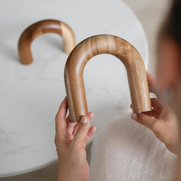 Wood Arch Bookshelf Decor - Modern Shelf Decor Accents, Decorative Objects for Coffee Table, Entryway Table Sculptures, Minimalist Home Decorations for TV Console, Built in Shelves and Mantle7