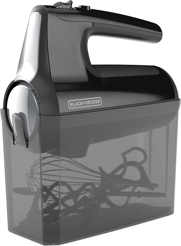 BLACK+DECKER Hand Held Mixer MX610B, 5-Speed | 350W Hand Mixer with Turbo Boost, Beaters, Whisk, Dough Hooks and Snap-On Storage Case.3