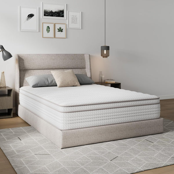Queen Mattress, 12 Inch Queen Size Mattresses in a Box with Smarts™ Pocket Coil for Pressure Relief, Medium Plush Foam and Spring Hybrid Colchones with Certipur-Us Certified1