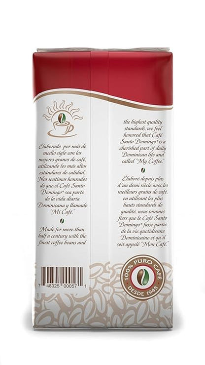 Café Santo Domingo Ground Coffee, Medium Roast, 16 Oz, Pack of 4 - from the Dominican Republic2