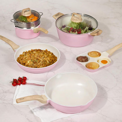 21Pcs Ceramic Cookware Set, Pots and Pans Set, Pink | Non-Toxic, Healthy Kitchen Set, All-Stovetop Compatible, Easy Clean, Even Heating, PFAS FREE8