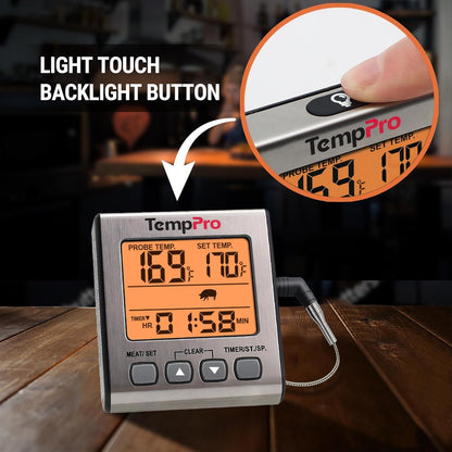 Temptrack Digital Meat Thermometer for Cooking and Grilling | BBQ Food Thermometer with Backlight and Kitchen Timer, Grill Temperature Probe Thermometer for Smoker, Oven, Baking, Oil7