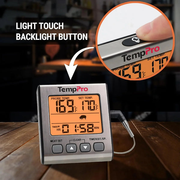 Temptrack Digital Meat Thermometer for Cooking and Grilling | BBQ Food Thermometer with Backlight and Kitchen Timer, Grill Temperature Probe Thermometer for Smoker, Oven, Baking, Oil7