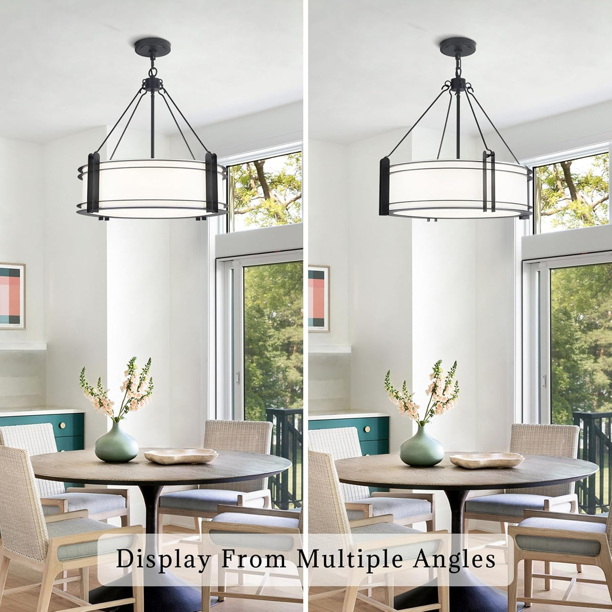 20-4-black-drum-chandelier-with-white-linen-fabric-shade