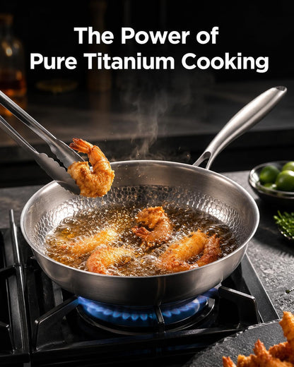 Titanium Pan for Cooking,11In Uncoated Hammered Titanium Pro Frying Pan with Lid |Chef-Grade Design | Pfas/Pfoa/Ptfe-Free | Induction & Oven-Safe2