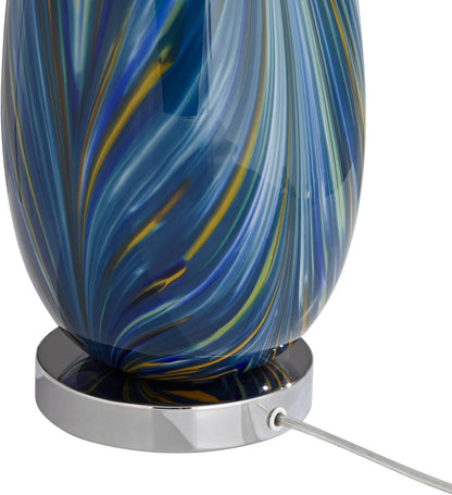 Pablo 27" Tall Table Lamps Set of 2 Modern Blue Art Glass Coastal7