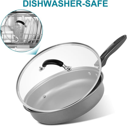 12 Inch Pan Lid - Glass Lid with Stainless Steel Handle for Frying Pan and Pots (12" Lid)6