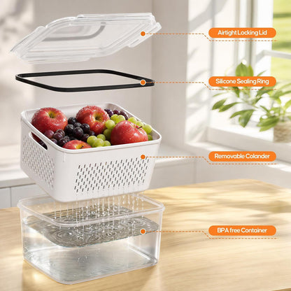 Fruit Storage Containers for Fridge, 3 Pack Plastic Food Storage Container6