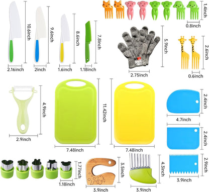 Kidz Safe Knife Set for Toddlerz Real Cooking - Toddlerz Knives Sets Kitchen Tools with Gloves Cutting Board Fruit Vegetable Crinkle Cutters4