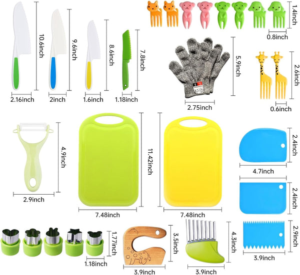 Kidz Safe Knife Set for Toddlerz Real Cooking - Toddlerz Knives Sets Kitchen Tools with Gloves Cutting Board Fruit Vegetable Crinkle Cutters4