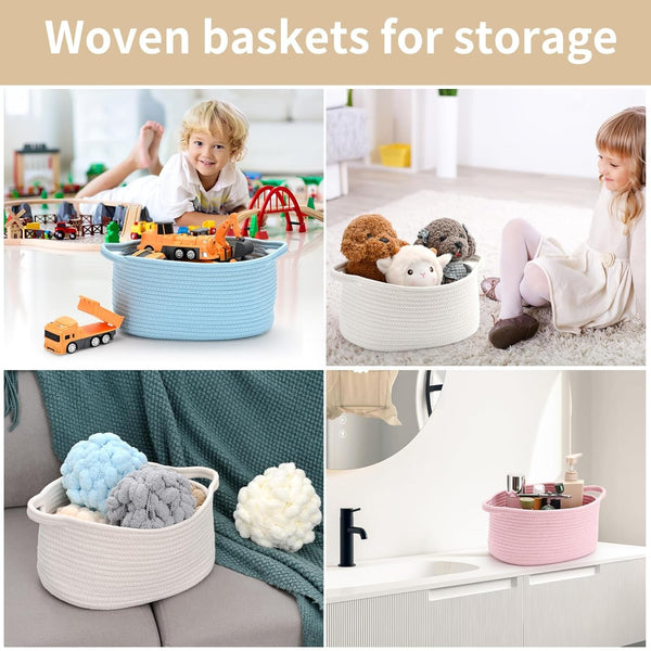 Medium Woven Cotton Rope Basket, Empty DIY Gift Basket for Burr6