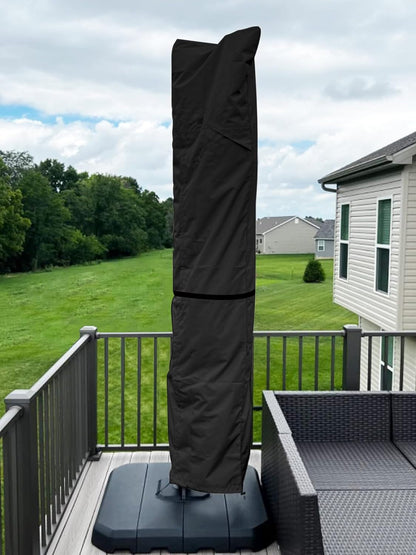Patio Umbrella Cover for 9'-13' Cantilever Umbrella, Upgraded 600D Heavy Duty Outdoor Umbrella Covers with Support Pole and Zipper9