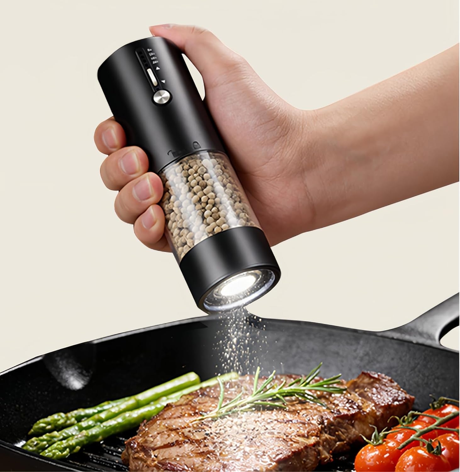 2pack-electric-salt-pepper-grinder-set-one-touch-operation-adjustable-coarseness-ceramic-grinding-core-usb-rechargeable-with-led-light-for-kitchen-restaurant-outdoor-black-black-black