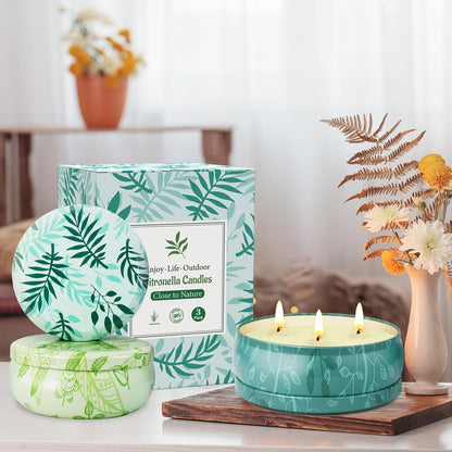 Citronella Candles Outdoor, Large Citronella Candle Outdoor for Patio, 3 Pack 12Oz Summer Candle Bulk for Home Garden Yard Camping Party Indoor outside Decorative, 210 Hours Long Burning, 3 Wick7