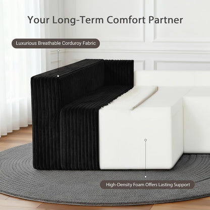 128" U-Shaped Modular Sectional Sofa No Assembly Required, Oversized Cloud Couch with Double Chaise, Corduroy Fabric for Living Room & Apartment, Black6