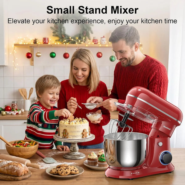 4QT Electric Stand Mixer, 10-Speed Tilt-Head Compact Kitchen Mixer | Multiple Stylish Colors | Food Mixer with Dough Hook & Beater & Whisk | for Cake & Bread | Dishwasher-Safe | Red4