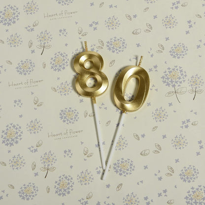 80Th Birthday Candles,Gold Number 80 Cake Topper for Birthday Decorations Party Decoration2