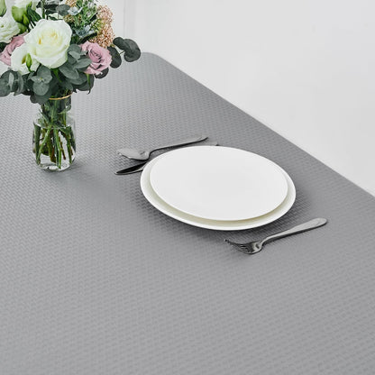 Rectangle Tablecloth Weaved Pattern Waterproof Spillproof Wrinkle Free Table Cloth, Kitchen Dining Tabletop Decoration, Fabric Table Cover for Holiday Parties, 52 X 70 Inch, Light Grey4