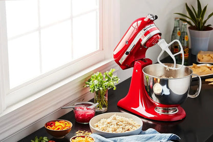 Kitchenaid Artisan Series 5 Quart Tilt Head Stand Mixer with Pouring Shield KSM150PS, Cherry Tomato Bundle with Deco Essentials Exclusive CPS 1 Year Extended Protection Pack5