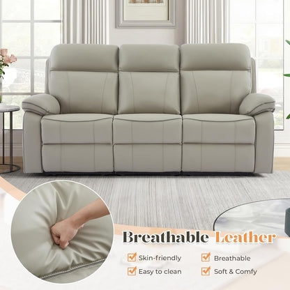 3 Seater Reclining Sofa with Drop down Table, Breathable Leather Electric Reclining Couch Wall Hugger Recliner with Cup Holder/Usb/Type C for Living Room Furniture(Gray, 3 Seater)5