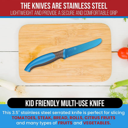 2-Piece Kids Tomato & Steak Knife Set | Safe Stainless Steel Serrated Knives for Real Cooking | Skin-Friendly Blade, Lightweight & Easy Grip – Kitchen Tool for Kids & Beginners (2 Pcs)7