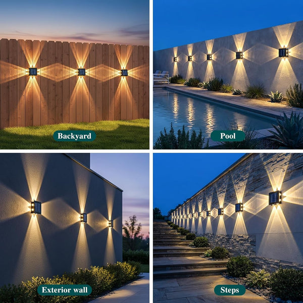 Solar Wall Lights Outdoor 2 Pack, Warm White 3000K Lighting7