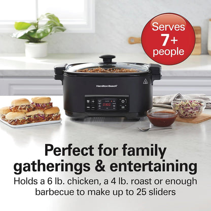 9-In-1 6 Quart Programmable Slow Cooker | Sear, Brown, Rice, Steam, Sauté, Roast, Delay Start & Keep Warm Functions | Nonstick Pfas-Free Dishwasher Safe Crock | Black5