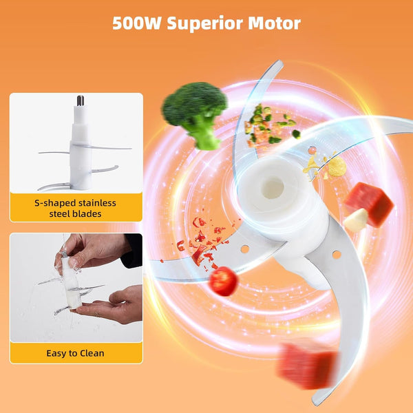 Green Food Processor,500W Electric Meat Grinder with 8 Cup Glass Bowl and 4 Sharp Blades, Food Chopper & Vegetable Chopper for Home Use,Meat Processor, Vegetables, Fruits and Nuts7