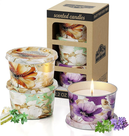 3 Pack Scented Candles-Lavender & Thyme, Vanilla Cake, Jasmine & Musk & Sandalwood, Travel Tin Candle Set, 2.2Oz Each, 8-10H Burn Time, Soy Wax, Cotton Wick1