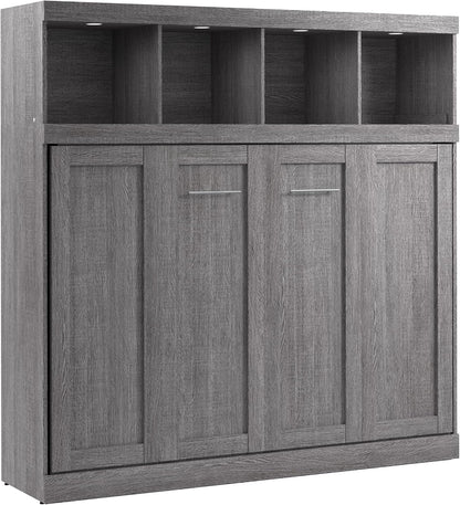 Pur Full Horizontal Murphy Bed with Storage & Charging, Grey, 80W1