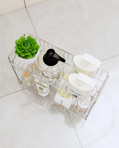 2-Tier Bathroom Storage Organizer Rack, Stainless Steel Shower Caddy, Counter and Vanity Shelf6