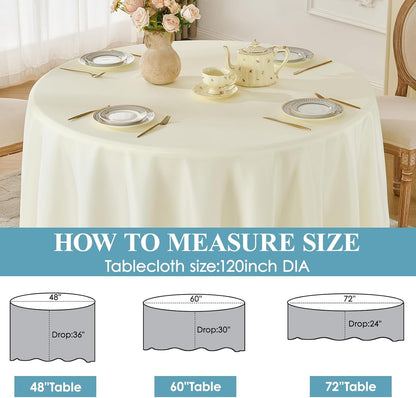 Tablecloth 10 Pack 120Inch round Table Cloth Polyester, Ivory7
