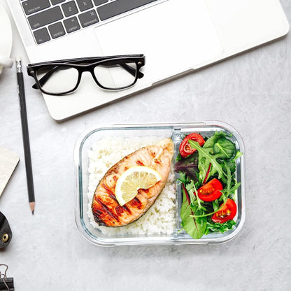 5 Pack,36 Oz, 2 Compartments Glass Meal Prep Containers with Lids5