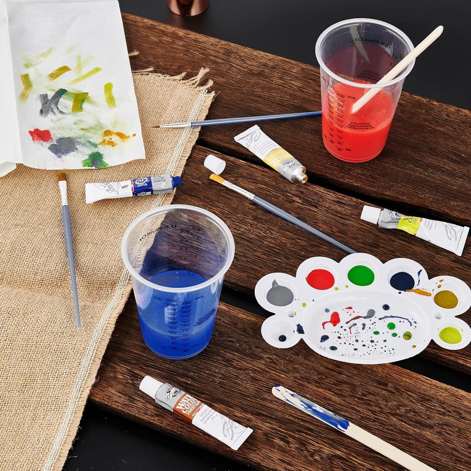 100-pack-10-oz-plastic-measuring-cups-with-100-wooden-mixing-sticks
