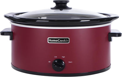 8 Quart Slow Cooker Oval Manual Pot Food Warmer with 3 Cooking Settings, Red Stainless Steel1