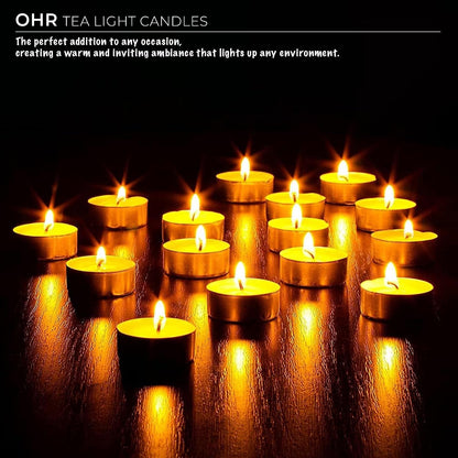 Ohr Tea Light Candles - 200 Bulk Pack - White Unscented Travel, Centerpiece, Decorative Candle - 3 Hour Burn Time3