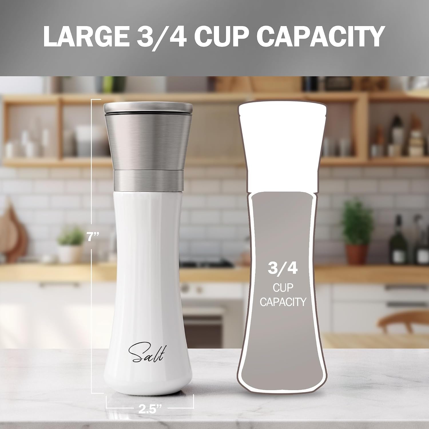 stainless-steel-salt-and-pepper-grinder-set-of-2-adjustable-ceramic-sea-salt-grinder-pepper-grinder-glass-salt-and-pepper-shakers-pepper-mill-salt-mill-w-funnel-black-and-white