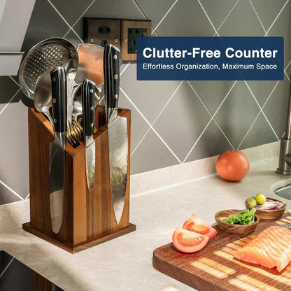 Magnetic Knife Holder, Double-Sided Acacia Wood Knife Block4