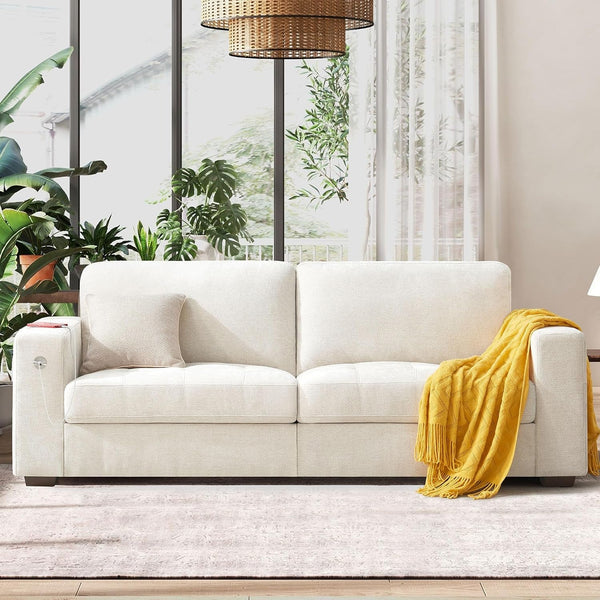 89" Sofa for Living Room, Modern Comfy Sofa with Medium Firm Seat Cushion, Removable Cover,Wide Armrest,Usb/Type-C Port,Chenille Fabric Couches for Small Space,Apartment7