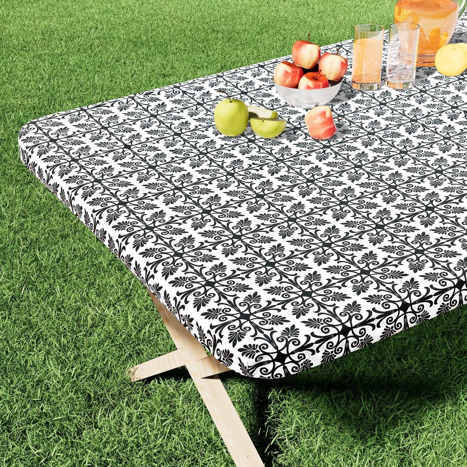 rectangle-vinyl-table-cloth-elastic-fitted-flannel-backed-tablecloth-100-waterproof-plastic-table-cover-fits-6-foot-folding-tables-for-picnic-camping-outdoor-black-30-x-72