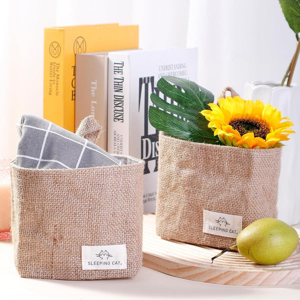 Small Cotton and Linen Hanging Storage Basket for Desktop, Ideal for Organizing Keys and Miscellaneous Items.9