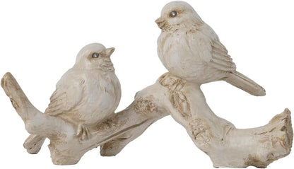 Bird Figurines Home Decor – Resin Tabletop Cream Love Birds on Branch, Farmhouse Shelf & Desk Accent for Living Room, Bedroom, Office, 6 X 2.3 X 3.4 Inches1